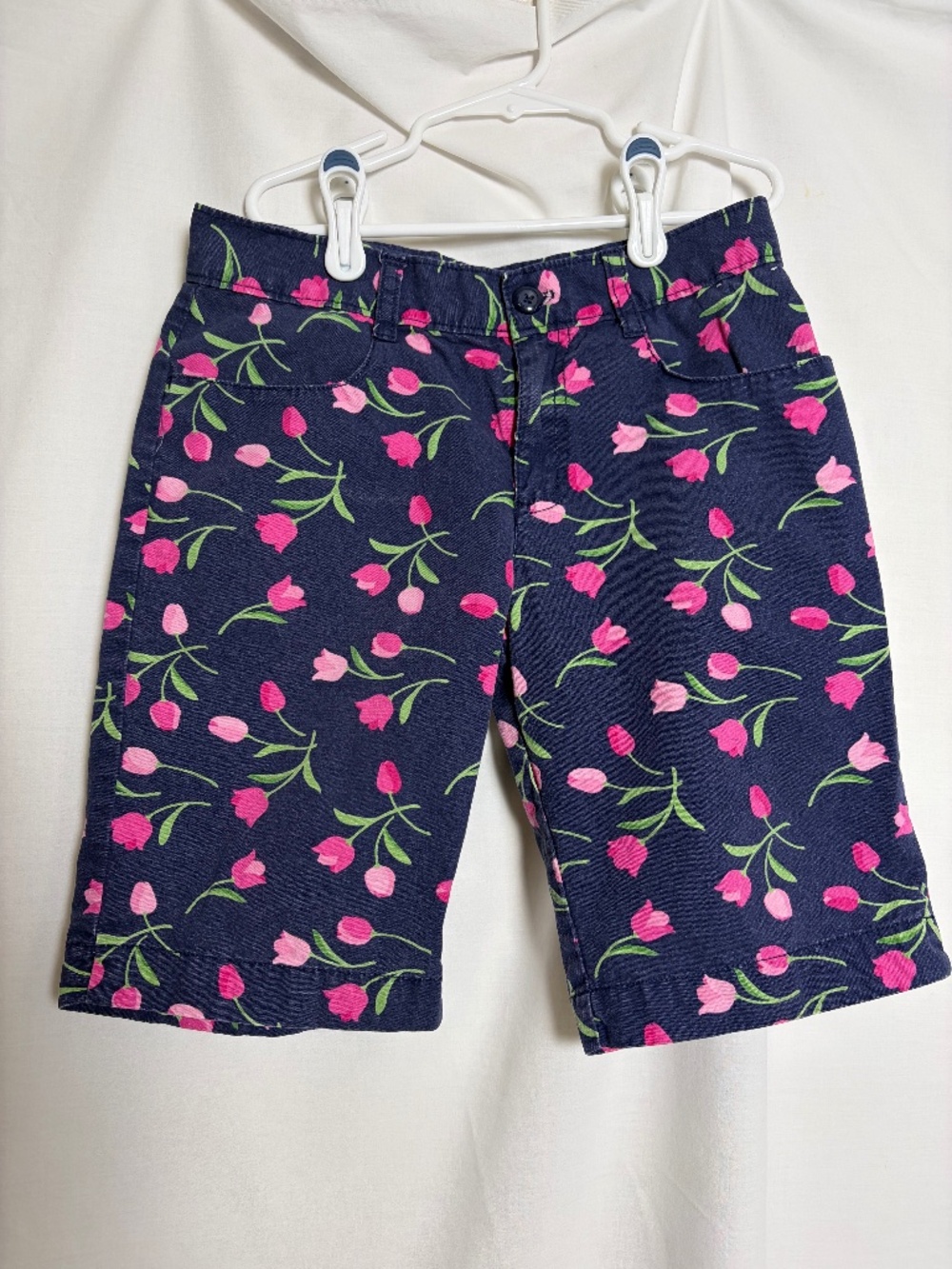 Gymboree Navy Bermuda Shorts w/Pink Tulips Girls Size 10